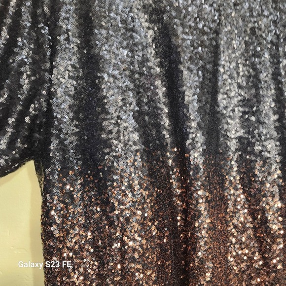 Johnny Was Dorian XL Black Gold Sequin Velvet Trim Kimono Jacket Sparkle - Picture 5 of 12